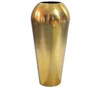 WOHNLING Jarrón decorativo de aluminio de 50 cm, color dorado, jarrón de suelo grande, redondo, moderno, jarrón de metal para flores, diseño de salón, decoración para el hogar, hecho a mano