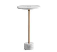 Wohnling Mesa auxiliar de mármol auténtico de metal, 30 x 30 x 55,5 cm, mesa auxiliar de color blanco y dorado, pequeña mesa redonda, mesa de salón moderna, mesa de mármol alta