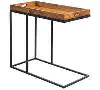 WOHNLING Mesa Auxiliar WL5.667 Sheesham Madera 70x65x34 cm con Estructura de Metal | Bandeja de TV de diseño Bandeja Bandeja Sala de Estar | Mesa de Servicio de Palisandro pequeña Madera Natural