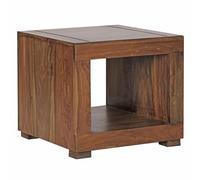 WOHNLING Mesa de café Sheesham Madera Maciza Mesa de 50 cm de diseño Mesa de la Sala Amplia de Estilo rústico de Color marrón Oscuro