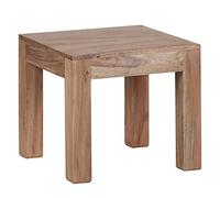WOHNLING Mesa de Centro de Madera Maciza de Acacia 45 cm de Ancho salón de Estilo Rural diseño de la Tabla Naturbraun Mesa