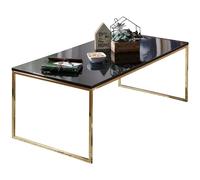WOHNLING Mesa de Centro Riva 120x45x60 cm Mesa de sofá de Madera de Metal Negro/Oro | Mesa de Centro de diseño Rectangular | Mesa Auxiliar con Marco de Metal