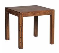 WOHNLING Mesa de Comedor de Madera Maciza de 80 cm Mesa de Comedor Mesa de Madera de Estilo rústico Sheesham Cocina de diseño Mesa de Color marrón Oscuro