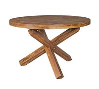Wohnling Mesa de comedor redonda de diseño, diámetro 120 cm x 75 cm, madera maciza Sheesham, mesa de comedor para 4 personas, mesa de cocina para comedor, color marrón