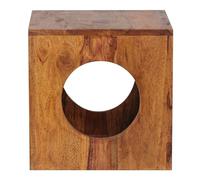 WOHNLING Mesa de Madera Maciza 35x35 cm Sheesham Cubo salón Cuadrado diseño de la Tabla Mesa de café de Estilo rústico