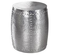 WOHNLING Mesa Pedro 42x49x42cm Aluminio Plata Dekotisch Redonda Oriental | Pequeño Hammerschlag Abstellisch | Diseñador de Archivo de Tabla de Metal Moderno | Mesa Estrecha