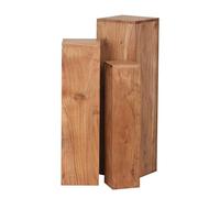 WOHNLING mesa WOHNLING de 3 tablas de acacia WL1.567 de madera maciza 24,5x85x24,5 cm | Mesa de madera natural producto | Mesas auxiliares de madera real Columnas decorativas | Tres mesas de madera marron | Taburete flor madera moderno