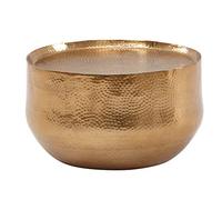 WOHNLING Mesita Aluminio Dorado 60x60x35 cm Mesa de salón Martillado | Mesita de diseño Redonda de Aluminio Oriental | Mesa de Centro Redonda de Metal pequeña