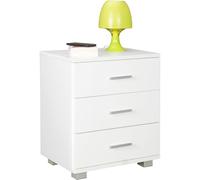 WOHNLING mesita de Noche Nina Madera con el Blanco 3 cajones Moderna | Diseño mesita de Noche 45 x 54 x 34 cm | pequeña Cama