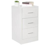WOHNLING mesita de Noche Olav Madera con el Blanco 3 cajones Moderna | Diseño de cabecera 37,5 x 68 x 35 cm | Extra Alta de cabecera