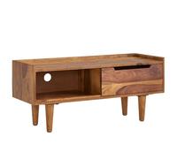 WOHNLING Mueble TV Sheesham Madera Maciza 95x44x34 cm Moderno | Mesa TV con Puerta corredera | HiFi Rack Lowboard Sala de Estar