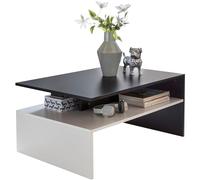 WOHNLING Murphy 90 x 43 x 60 cm con Estante en Madera Negro/Blanco | Mesa de Centro de diseño de Dos Piezas con Espacio de Almacenamiento | Mesa de Centro Moderna Mesa de Centro