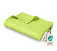Wohnwohl Colcha, manta ligera de piqué de algodón 100 %, para sofá, ventilada, versátil, de fácil cuidado, 150 x 200 cm, color: verde.