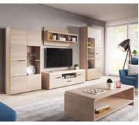 Wohnzimmer-Set 5-teilig Mueble Mesita Baja Roble Sonoma Incl. LED 75057686