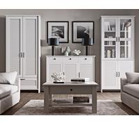 Wohnzimmer-Set "Orient" Módulo de Pared 4-teillig Lamellentüren Blanco