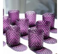 Woho 12 portavelas votivos morados, portavelas de Cristal para decoración Vintage de Fiesta de Halloween, portavelas para Velas de té para Boda, Compromiso, Centro de Mesa