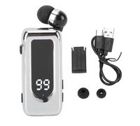 WOHPNLE BTA5.4 Retractable Earbuds, Wireless Headphones PC Abs Materials with Led Display with Functions for Call Answering and Rejecting (Silver)