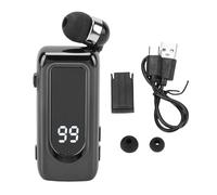 WOHPNLE BTA5.4 Retractable Earbuds, Wireless Headphones PC Abs Materials with Led Display with Functions for Call Answering and Rejecting (Black)