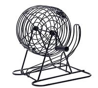 WOHPNLE Juego de Juego de Bingo, Juego de Jaula rodante de Metal con 75 Bolas, Juegos de Cartas con Jaula rodante de Bloqueo Manual, Soporte de Base Doble Engrosado para Grupos Grandes