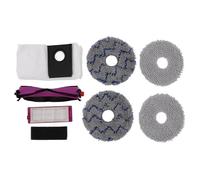 WOHPNLE Kit de Accesorios para aspiradora Robot V15Pro: 2 mopas de Fibra Fina con Rayas Grises y 2 Azules, Cepillo Giratorio, Filtro HEPA y Bolsa para Polvo para un Mantenimiento Completo.