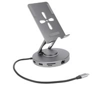 WOHPNLE Laptop Docking Station Stand,360 Degree Rotating Adjustable USB C Hub Tablet Holder with Card Reader 3.5mm Sound Jack USB 3.0 100W PD Power Port