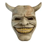 WOHPNLE Máscara aterradora de Halloween, media cara de látex, demonio sonriente, teléfono negro, máscara de Halloween, accesorios de cosplay para la mayoría de hombres y mujeres adultos,
