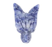WOHPNLE Wolf Head Pendant, Nature Exquisite Wolf Shape Gemstone with Lightweight Design Nature Jewelry Necklace for Men Women Various Occations (Punto azul)