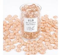 WOHSEROM Cuentas de cristal rosa claro de 1 libra, canicas de vidrio plano de 1,5 a 2 cm para jarrones, relleno de jarrón rosa rubor, rocas de pecera, decoración de acuario, gemas de rosa para centros