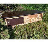 Woid - Caseta para tortugas de alta calidad de madera maciza quemada (SH6), resistente a la intemperie, con suelo y puerta, ventilación ajustable, rueda libre