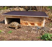 Woid Herz Casa para tortugas de madera maciza de 20 mm, resistente a la intemperie, con suelo y puerta, con ventilación ajustable, tortuga, tortuga, rueda libre (5, quemado)
