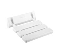 Woideklu Banco Plegable, Asiento Plegable, Madera de Teca, Montado en La Pared, Taburete de Ducha Plegable, Ahorra Espacio, Antideslizante, Fácil de Limpiar, P, Blanco, Individual
