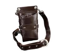 Woideklu Bolsa para Herramientas de Peluquería con Bolsillo para Peines, Correa de Hombro Extraíble, Estuche para Tijeras de Piel Sintética Suave, Múltiples Bo, Café