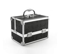 Woideklu Estuche de Maquillaje Profesional Caja Organizadora Neceser Maletín Cosmético con Bandejas Escalonadas y Mango Metálico Espejo Incorporado para, style to 1, Array, Negro Mariposa