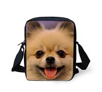 Woisttop Bandoleras cruzadas con estampado de animales, casual, mini bolso cruzado para mujer y niños, bolso cruzado para viajes y escuela, Cachorro Pomerania, Talla única, Bolsa para monedas