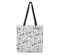 Woisttop Bolsa de lona blanca con estampado de enfermera para comestibles, casual, escuela, algodón, para compras, para mujeres y niñas, Estampado de enfermera blanca., Large