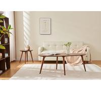 woJKod Mesa auxiliar ovalada de madera; mesa auxiliar moderna de mediados de siglo; mesa auxiliar de sofá; muebles de madera maciza para sala de estar, dormitorio; diseño curvado extraíble, nogal
