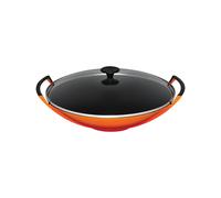 Le Creuset Wok de hierro fundido con tapa de cristal, diámetro 36 cm, 4.5 L, Volcanico, 25304360900460