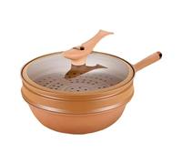 Wok Antiadherente - Olla Wok De Arcilla De Hierro | Wok De Barro Duradero Con Cesta De Vapor, Wok Con Tapa Para Freír Multifuncional Para Cocinar, Cocer Al Vapor, Freír, Guisar, Wok De Cerámica Portát