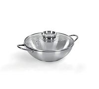 Barazzoni Acciaio inossidabile, Ø28 cm, Capacità 3.75 litri, Coperchio, Made in Italy Wok 18/10, diámetro de 28 cm, Capacidad de 3,75 l, Tapa con Aroma a polomo, Fabricado en Italia, Acero Inoxidable