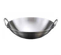 Wok de acero inoxidable de 30 cm, sartén de fondo redondo, utensilios de cocina resistentes para estufa de gas, cocina asiática de alta temperatura (24 cm)