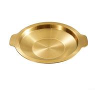 Wok de acero inoxidable de fondo plano, sartén ligera de 24 cm para camping, hogar, reuniones, olla de acero de grado alimenticio (dorado)