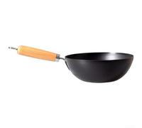 Wok de hierro forjado sin revestimiento de 20 cm con influencia de cocina japonesa para uso individual compatible con cocinas de inducción y tipos de estufas múltiples (A-24 cm)