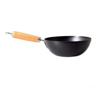 Wok de hierro forjado sin revestimiento de 20 cm con influencia de cocina japonesa para uso individual compatible con cocinas de inducción y tipos de estufas múltiples (A-28 cm)