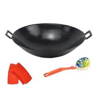 Wok de Hierro Fundido Artesanal Hecho a Mano, Sartén China Grande para Cocina, Barbacoa y Camping, Alta Retención de Calor, Antiadherente Natural sin Químicos, Ideal para Saltear y Freír(70cm)