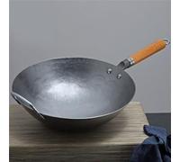 Wok de Hierro Pesado, Wok Tradicional de Hierro Fundido Forjado a Mano, sartén Antiadherente, Cocina de Gas sin Revestimiento, Utensilios de Cocina(A-32cm)