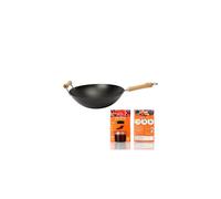 Wok - Dexam - Escuela de Wok - 36 cm - Acero al carbono - Antiadherente - Mangos de bambú