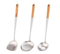 Wok espátula y cucharón, Skimmer Cucharón Herramienta Set de 17" espátula para wok, 304 de acero inoxidable wok.