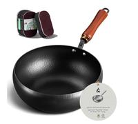 Wok japonés de hierro fundido - Olla de cocina saludable sin recubrimiento con tapa | Modelo 2026 mejorado | Sartén antiadherente saludable, forjada a mano y fabricada en Japón (Hand-hammered,7.9'')