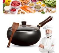 Wok japonés de hierro fundido, olla de hierro grueso sin recubrimiento, sartén antiadherente forjada a mano con tapa, utensilios de cocina de alta pureza para cocinar en la cocina Glass Lid 26cm