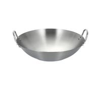 Wok - Sartén de acero inoxidable plateado con fondo plano para freír al vapor, inducción eléctrica, diámetro de 24 cm